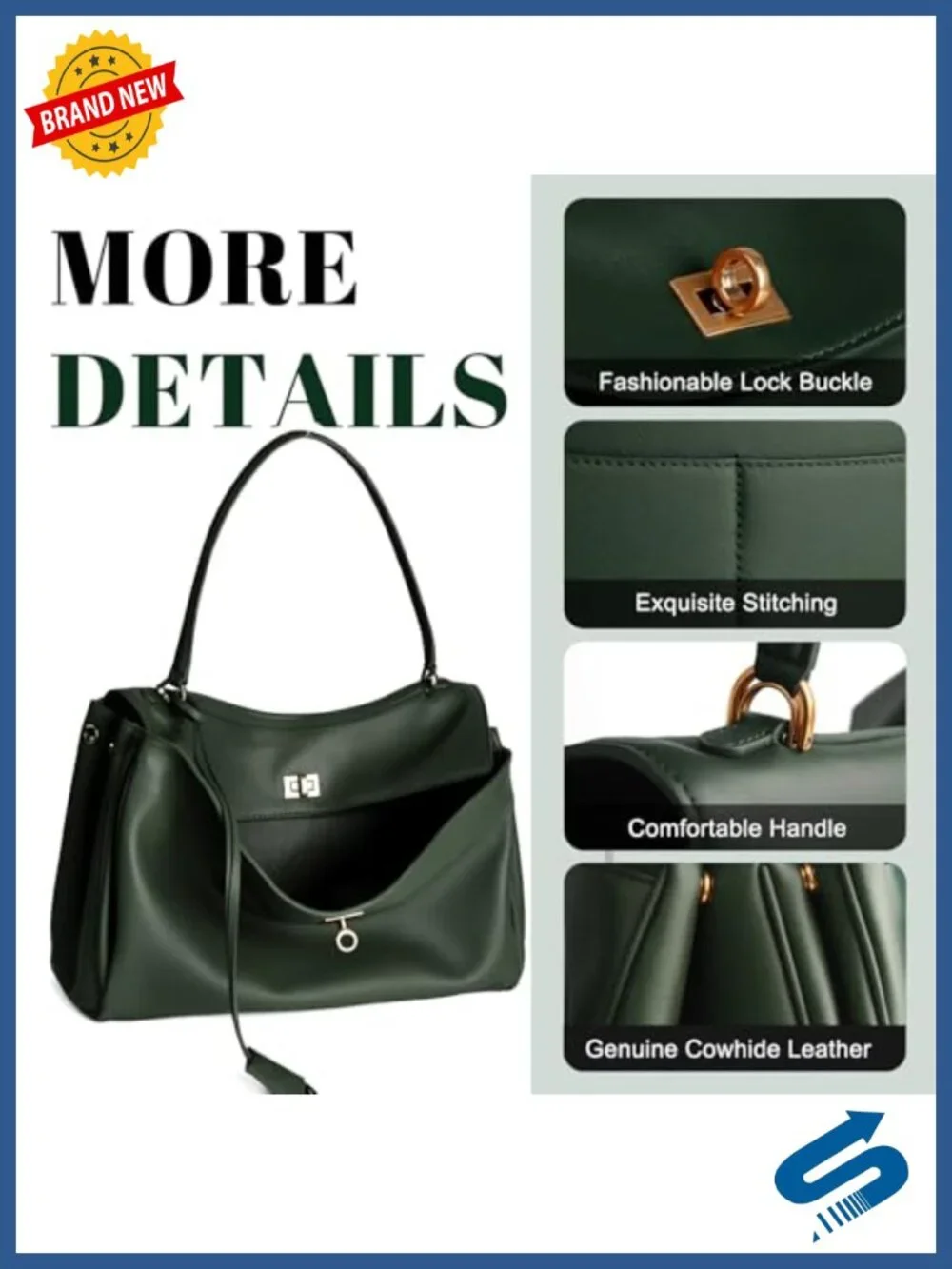 Genuine Leather Tote Bag: Soft Cowhide Shoulder Handbag Satchel Purse for